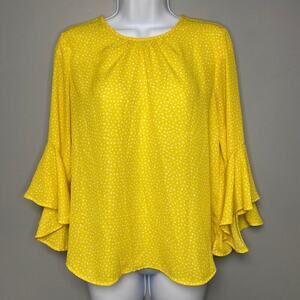 Banana Republic Yellow Bell Sleeve Boho Flowy Spring Blouse Sz S